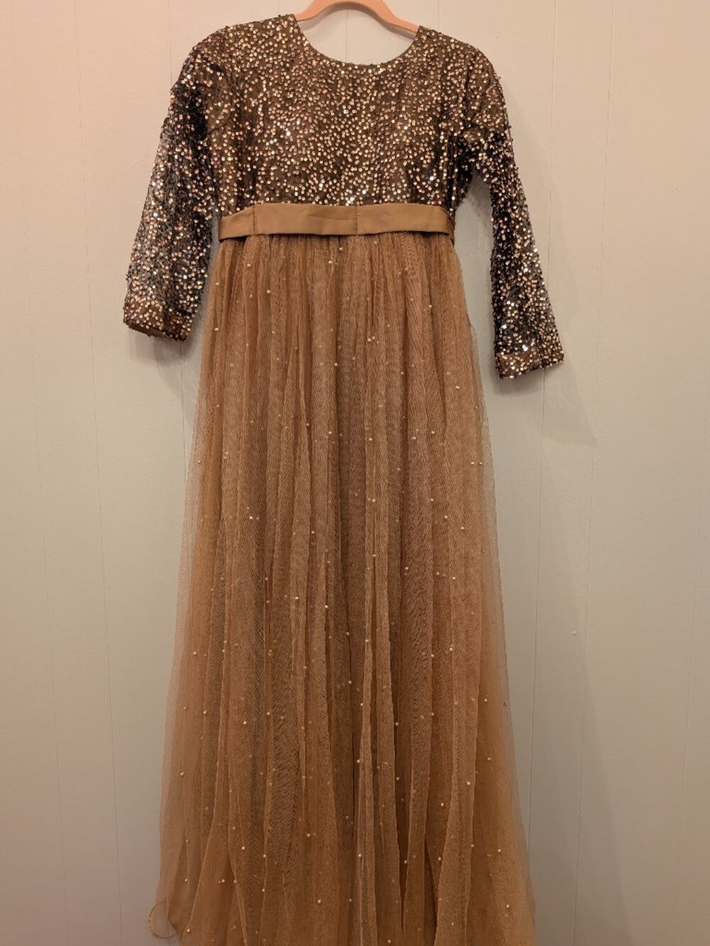 Gorgeous Black and Beige Gold Sequins Dress